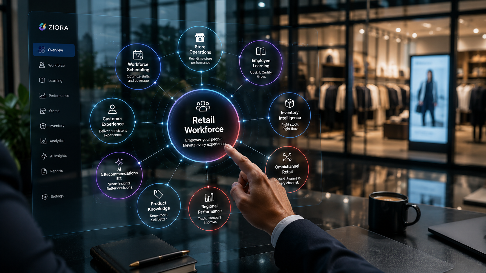 Ziora retail workforce dashboard with fast onboarding, mobile learning and store consistency